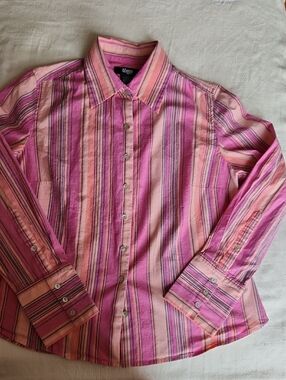 Pink Striped Button-Up WOMEN'S  Cotton Shirt